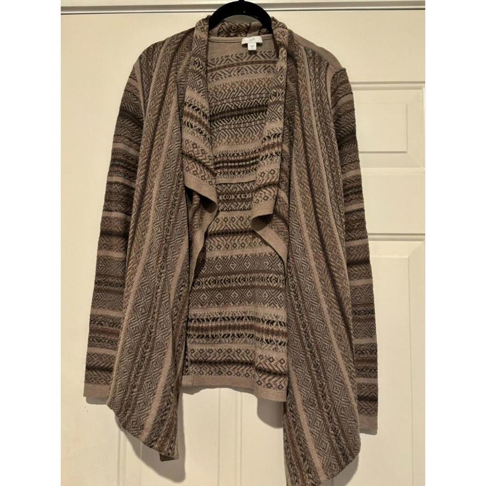 Women's sz XS J Jill brown boho open front cardigan #1270